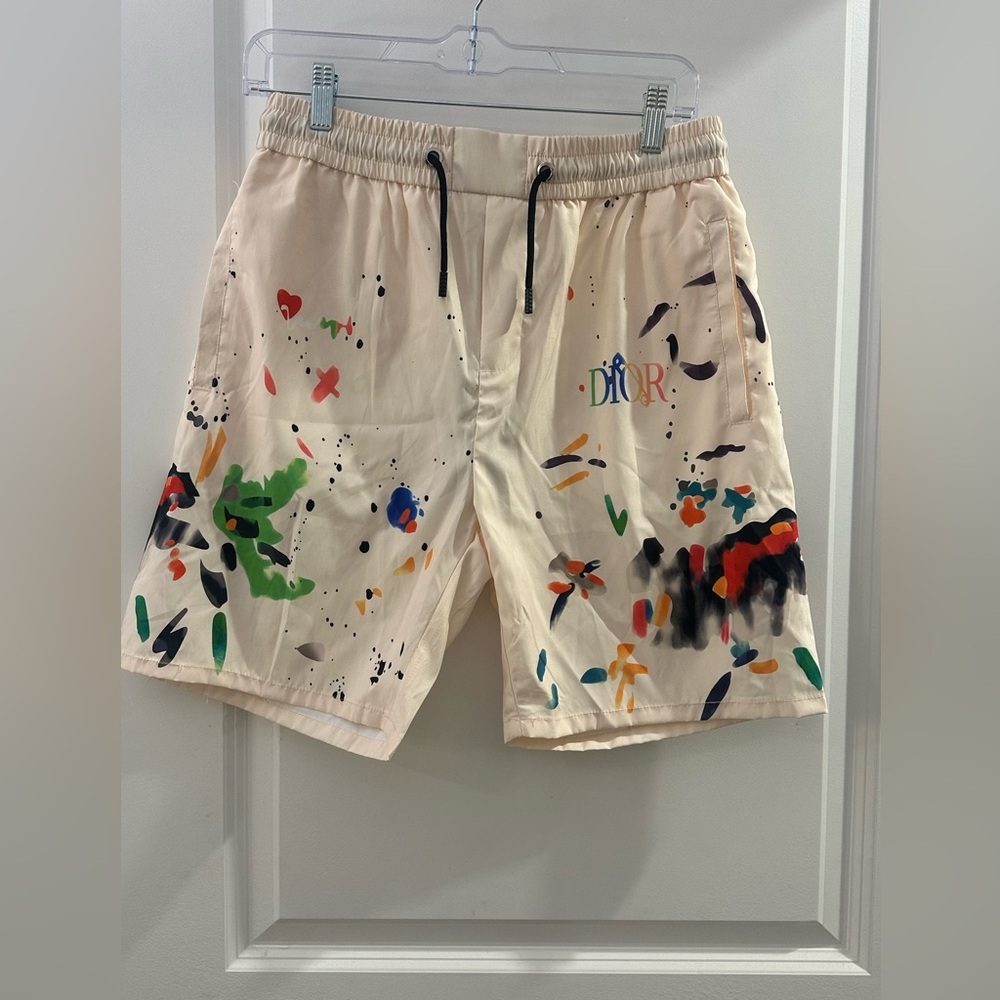 Boys Cream Shorts with Colorful Abstract Design Size XL